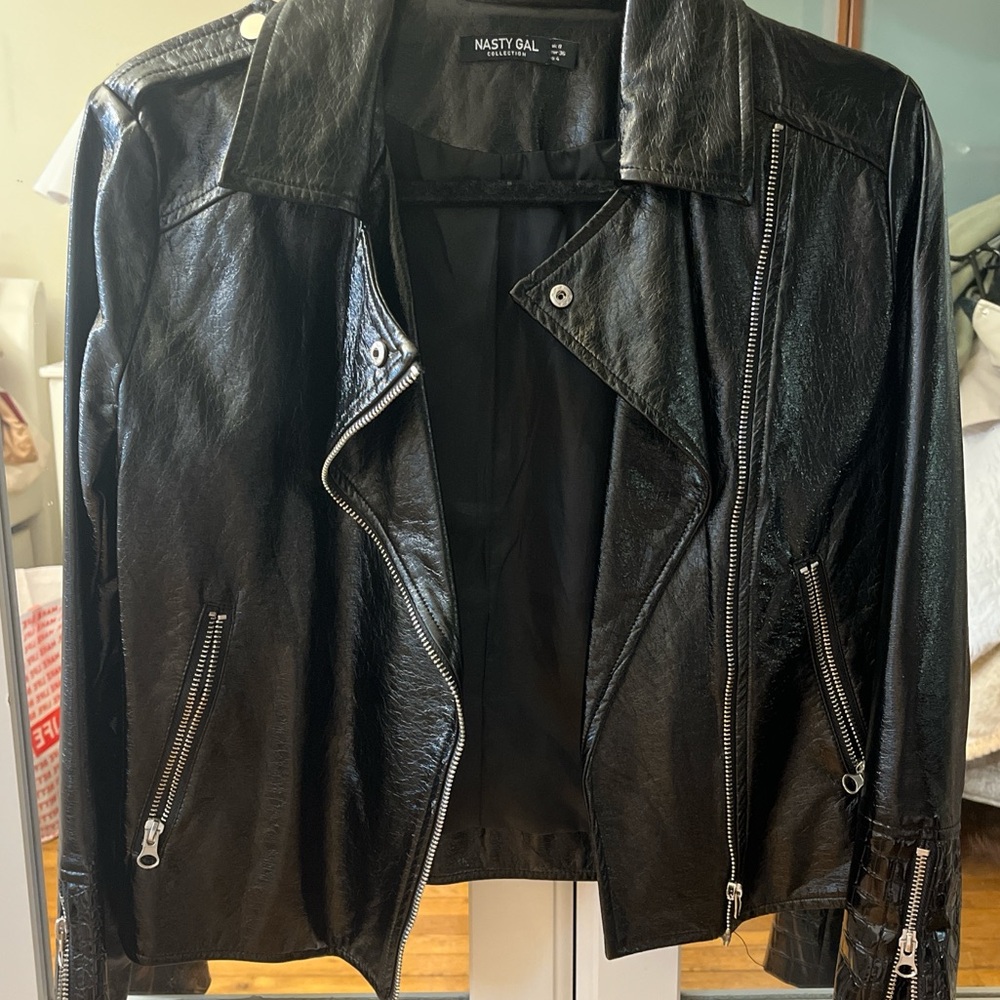 Nasty Gal Shiny Black Leather Jacket